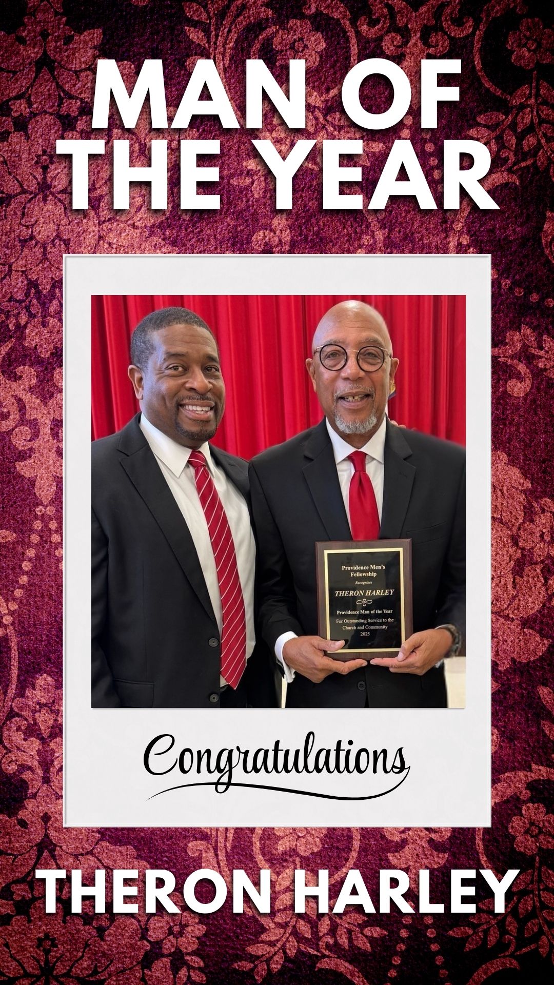 man of the year holding award